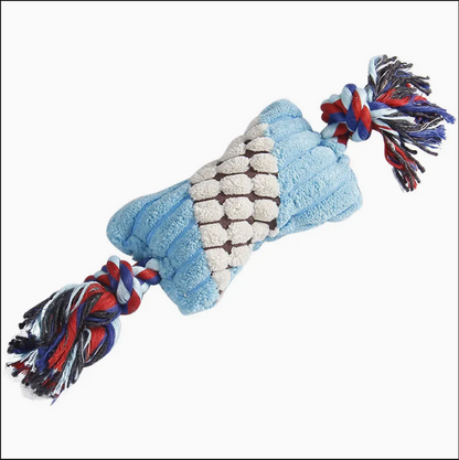 Juguete interactivo de algodón de cuerda de peluche resistente a las mordeduras para perros, con sonido y en forma de caramelo