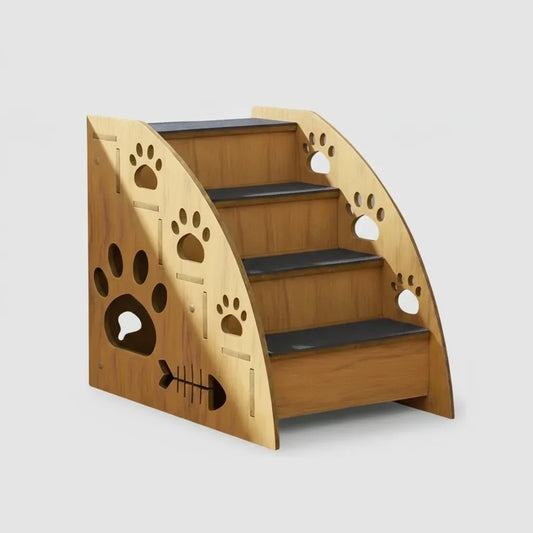 Escalera De Madera Para Mascotas Perro Gatos 4 Niveles L