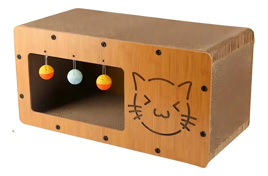 Rascador para Gatos con Casa, Juguete y Cartón Corrugado de FanPet