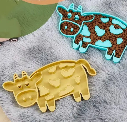 Plato De Alimentación Lenta Con Forma De Vaca Para Perros