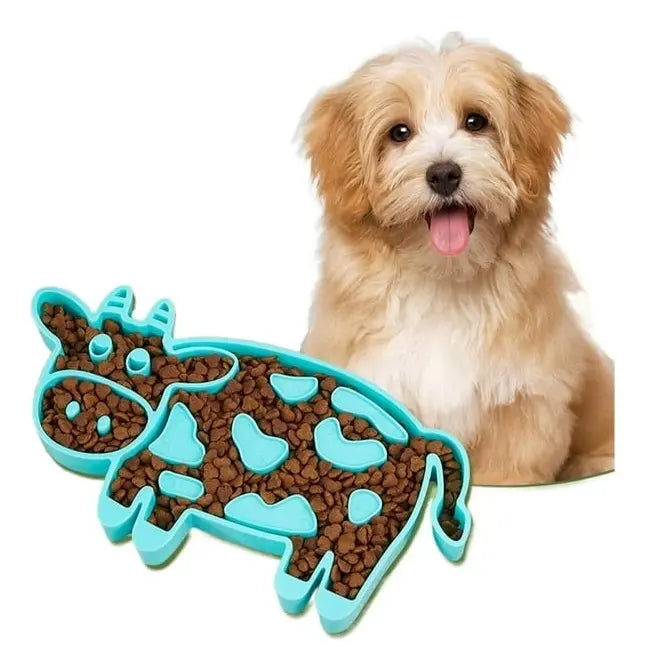 Plato De Alimentación Lenta Con Forma De Vaca Para Perros