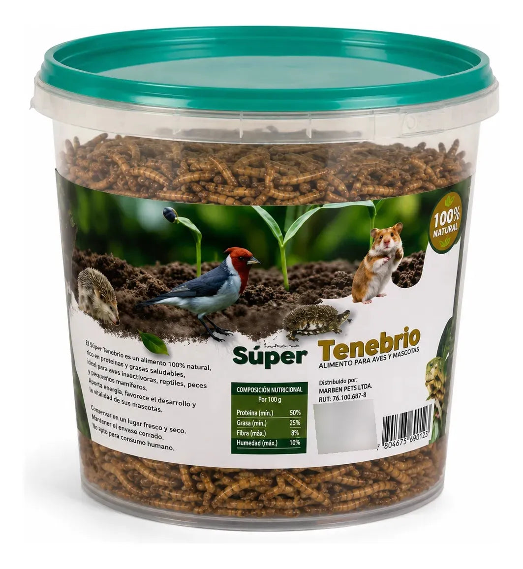 Súper Tenebrios Deshidratados Para Aves Erizos Hámsters 400g