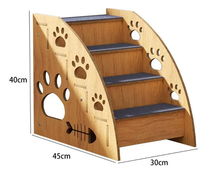 Escalera De Madera Para Mascotas Perro Gatos 4 Niveles L