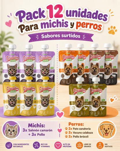 Pack Cremitos para Gatos y Perros 12 Unidades – Sabores Surtidos