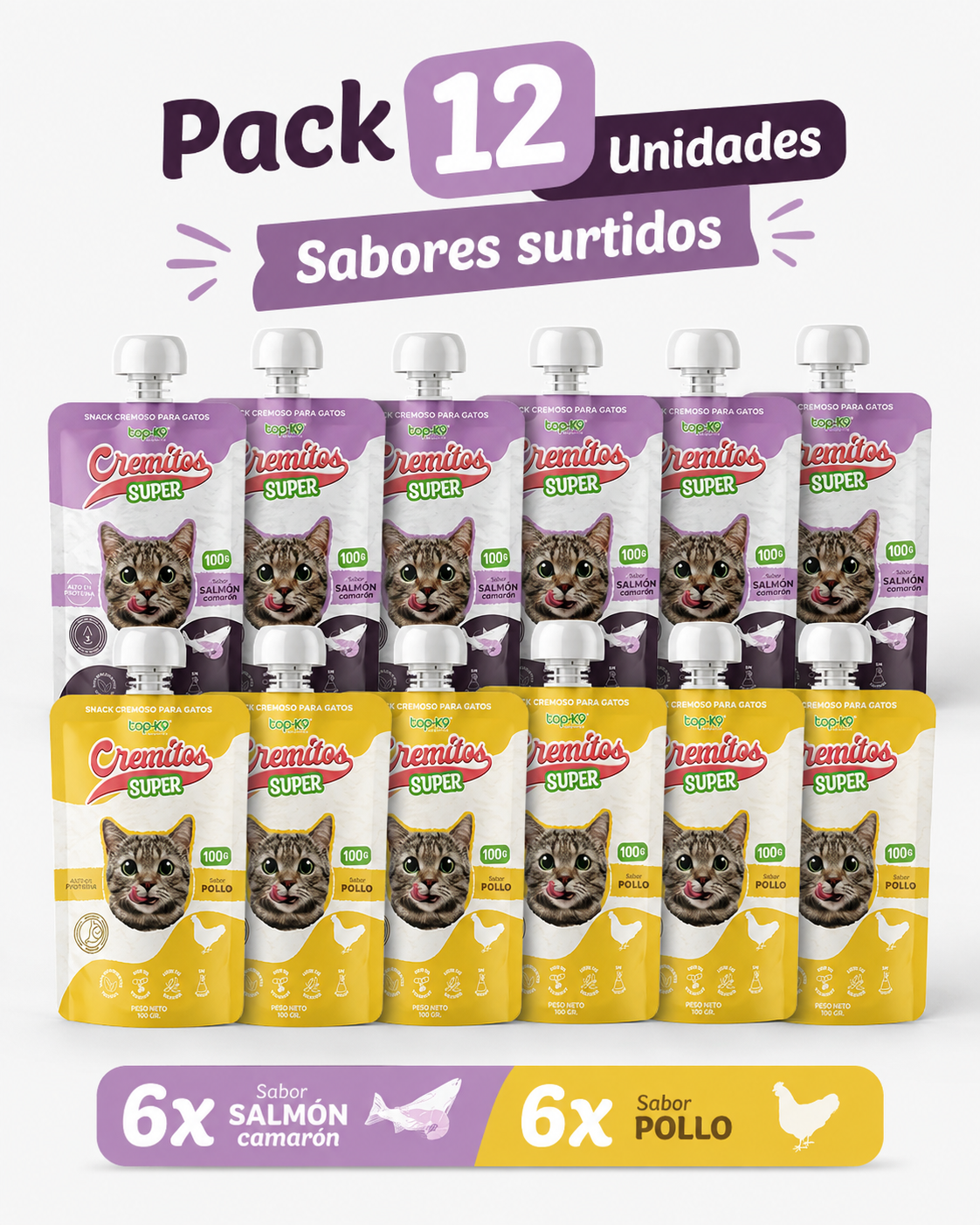 Pack Cremitos para Gatos 12 Unidades – Sabores Surtidos