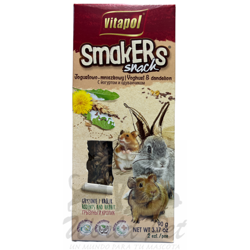 Vitapol Smakers Yogurt y Dientes de Leon,  Roedores y Conejos 90Gr