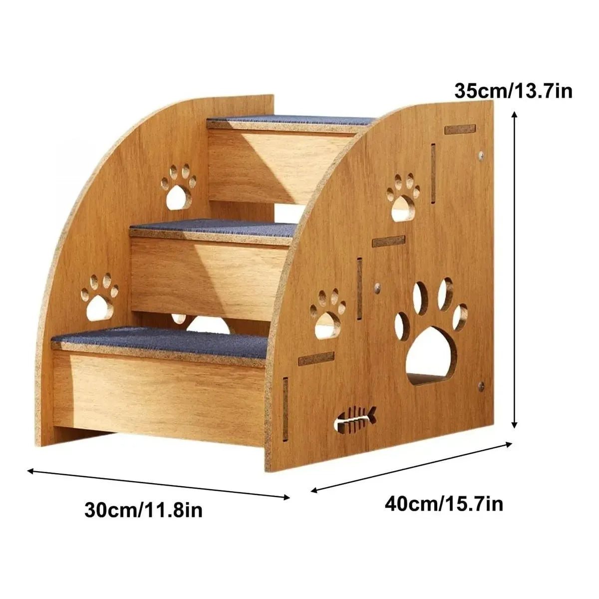 Escalera De Madera Para Perros Pequeños 3 Escalones Marrón