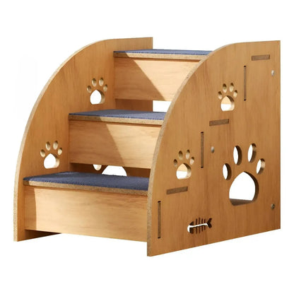 Escalera De Madera Para Perros Pequeños 3 Escalones Marrón
