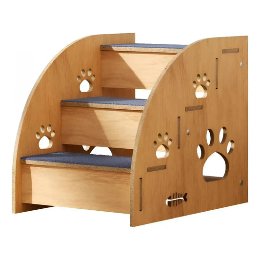 Escalera De Madera Para Perros Pequeños 3 Escalones Marrón